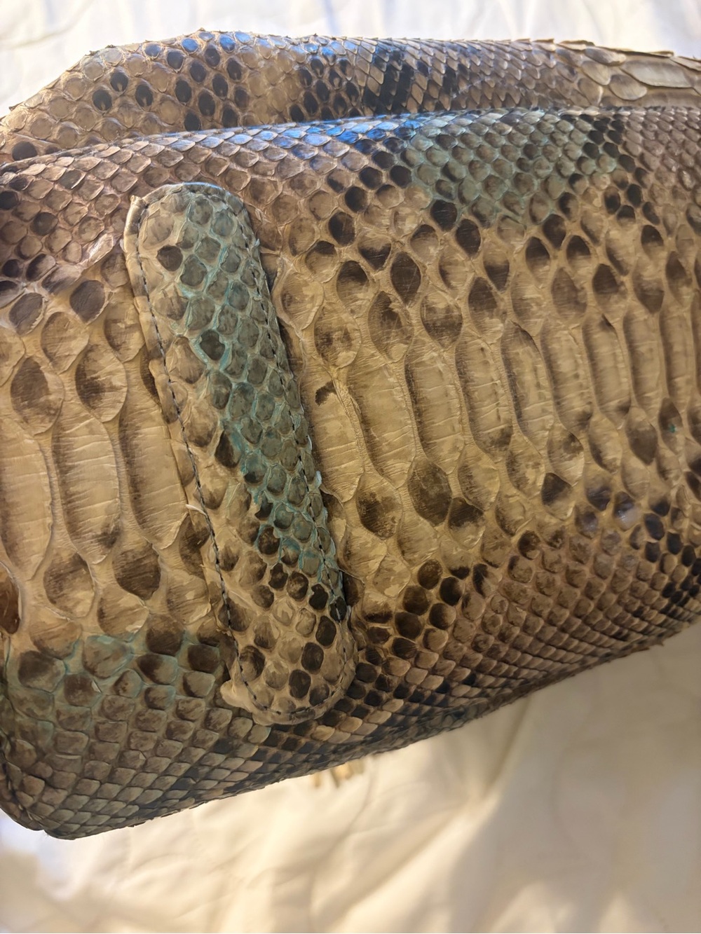 Python-Pattern Drawstring Tote Bag in Tan - Picture 13 of 13
